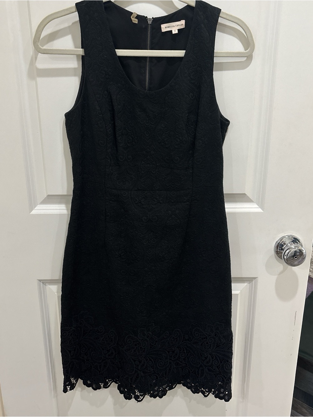Rebecca Taylor Black Sleeveless Lace-Hem Mini Dress